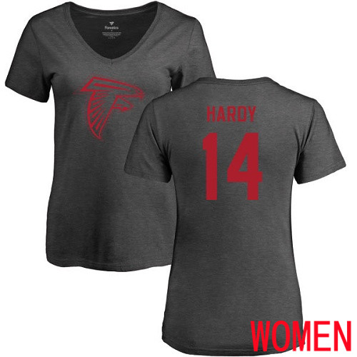 Atlanta Falcons Ash Women Justin Hardy One Color NFL Football #14 T Shirt